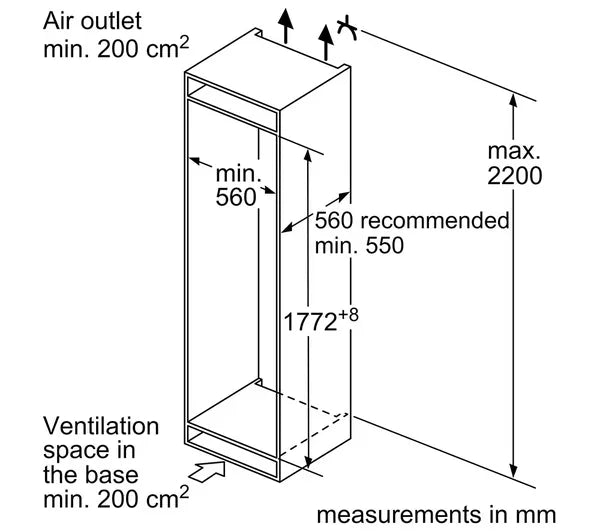 BOSCH Series 2 KIV87NSE0G Integrated 70/30 Fridge Freezer - Sliding Hinge