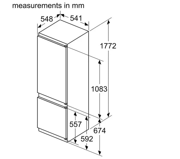 BOSCH Series 2 KIV87NSE0G Integrated 70/30 Fridge Freezer - Sliding Hinge