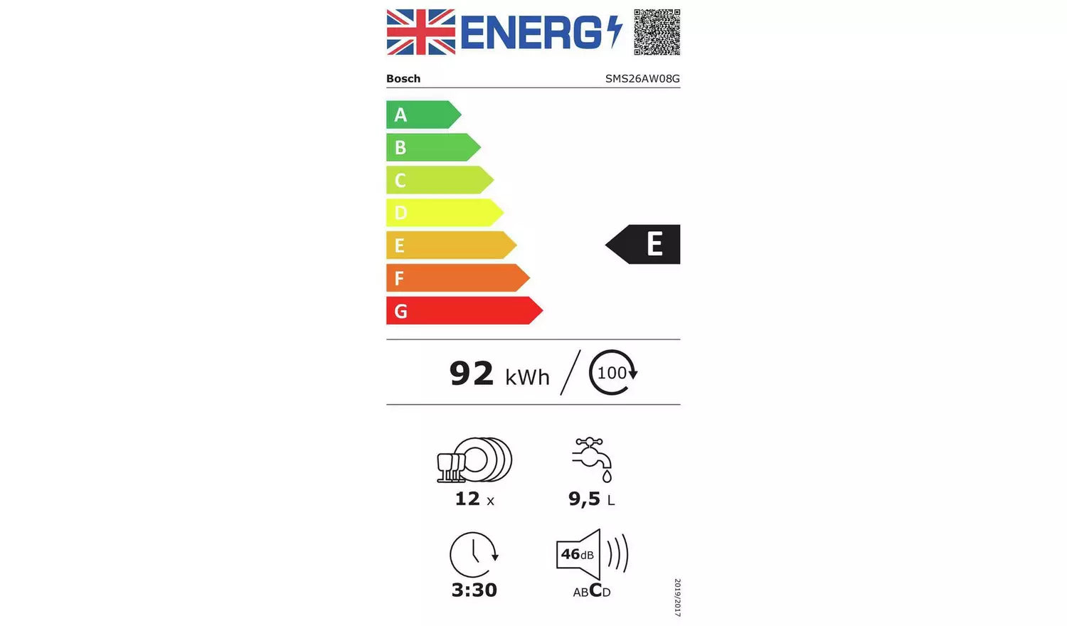 Bosch SMS26AW08G Full Size Dishwasher - White