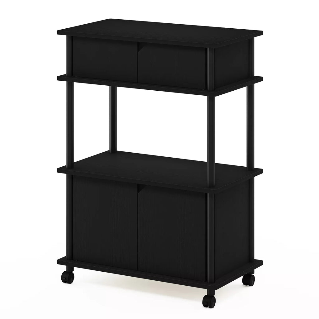 Furinno Turn-N-Tube Kitchen Storage Cart with Cabinet, Americano/Black