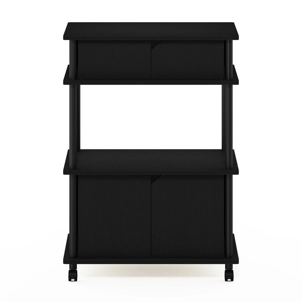 Furinno Turn-N-Tube Kitchen Storage Cart with Cabinet, Americano/Black
